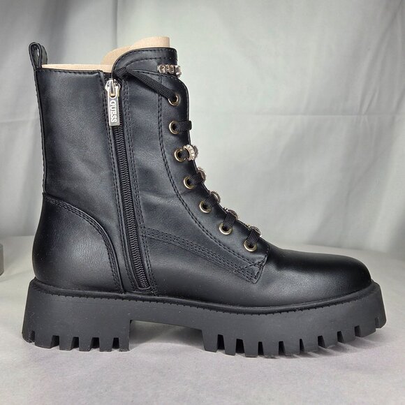 NWT GUESS Fionaa Charms Lace-Up Lug Sole Combat Boots - Picture 3 of 8